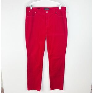 TALBOTS Classic 5 Pocket Holiday Red Corduroy Mid Rise Straight Leg Pant Size 12
